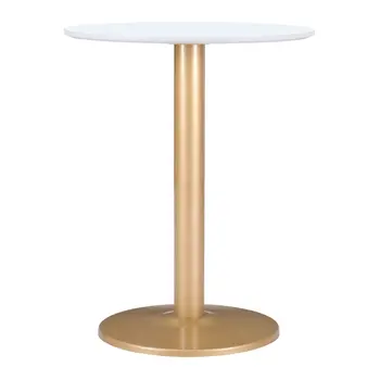 24" Gold And White Round End Table