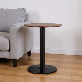 24" Black And Brown Round End Table