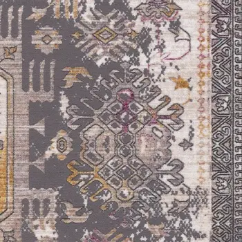 5' X 8' Gray and Ivory Oriental Power Loom Area Rug