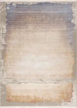 4' X 6' Beige and Blue Abstract Power Loom Area Rug