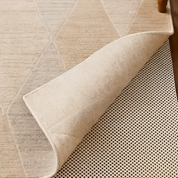 6' x 9' Ivory Striped Weave Non Slip Rug Pad