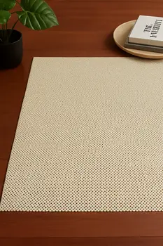 6' x 9' Ivory Striped Weave Non Slip Rug Pad