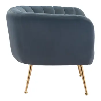30" Gray And Gold Velvet And Upholstered Tufted Club Chair