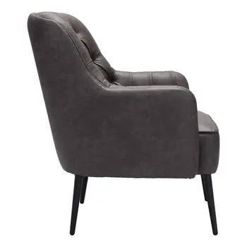 29" Black Faux Leather And Upholstered Tufted Chesterfield Chair
