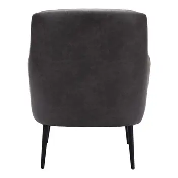 29" Black Faux Leather And Upholstered Tufted Chesterfield Chair