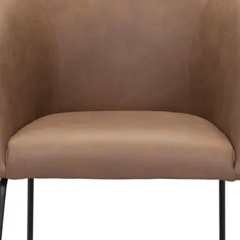 28" Brown And Black Faux Leather And Upholstered Club Chair