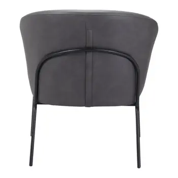 28" Gray And Black Faux Leather And Upholstered Club Chair