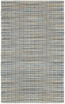 5' X 8' Blue and Ivory Hand Woven Area Rug