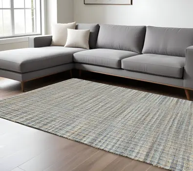 8' X 10' Blue and Ivory Hand Woven Area Rug