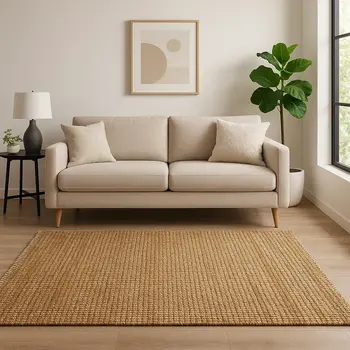 5' X 8' Natural Jute Hand Woven Area Rug