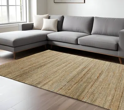 8' X 10' Teal and Natural Braided Jute Area Rug
