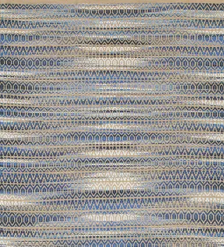 9' X 12' Round Navy and Tan Striated Area Rug