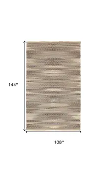 9' X 12' Gray and Tan Striated Runner Rug