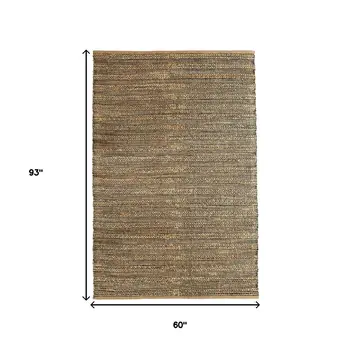 5' X 8' Natural Jute Hand Woven Area Rug