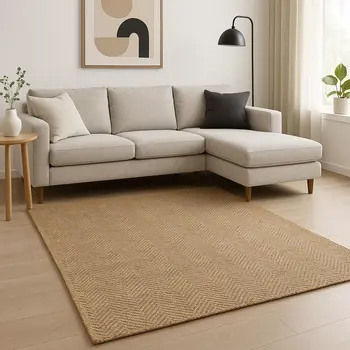 9' X 12' Natural Jute Hand Woven Area Rug