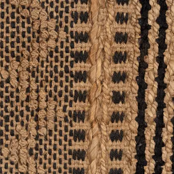 9' X 13' Tan and Black Intricate Striped Area Rug