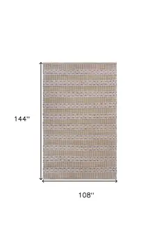 9' X 12' Tan and Gray Detailed Stripes Area Rug