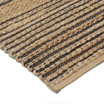 8' X 10' Tan And Black Jute Flatweave Handmade Area Rug