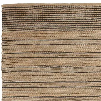 9' X 12' Tan And Black Jute Flatweave Handmade Area Rug