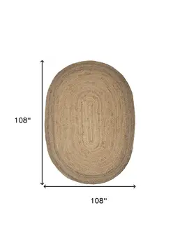 7' X 9' Natural Jute Hand Braided Oval Rug