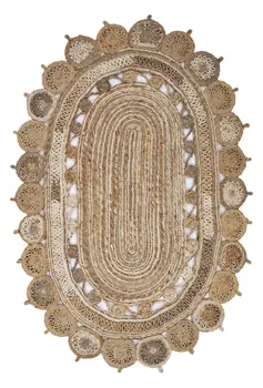 7' X 9' Natural Jute Hand Braided Oval Rug