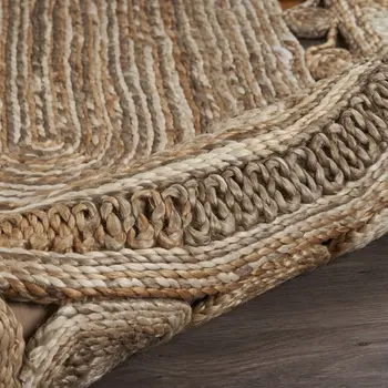 7' X 9' Natural Jute Hand Braided Oval Rug