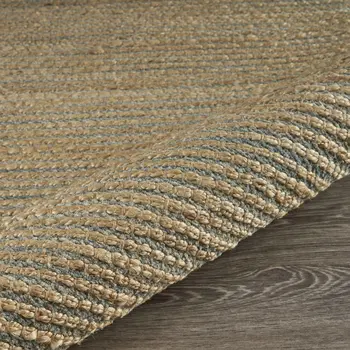 8' X 10' Tan and Blue Undertone Striated Area Rug