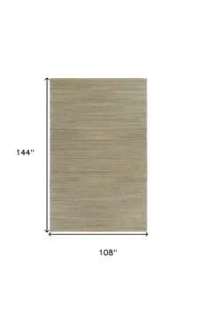 9' X 12' Tan and Blue Undertone Striated Area Rug