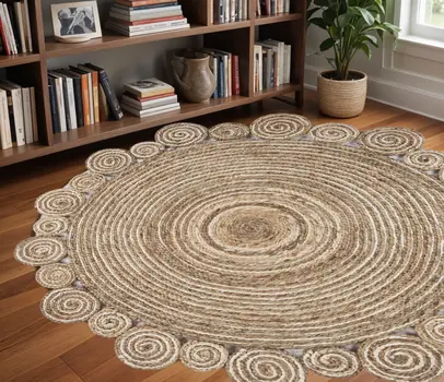 8’ Round Natural Coiled Area Rug