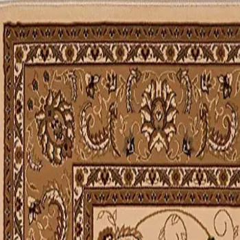 15' Beige And Ivory Oriental Runner Rug