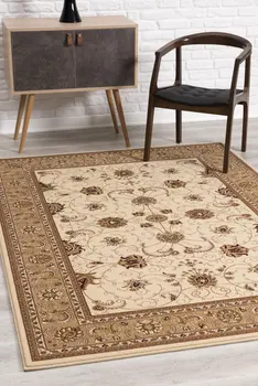 5' X 8' Beige And Ivory Oriental Area Rug