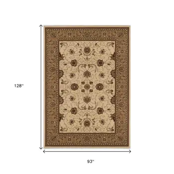 8' X 11' Beige And Ivory Oriental Area Rug