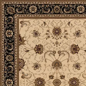 5' X 8' Black And Ivory Oriental Area Rug