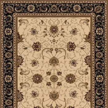 8' X 11' Black And Ivory Oriental Area Rug