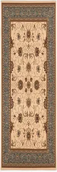 20' Blue And Ivory Oriental Runner Rug