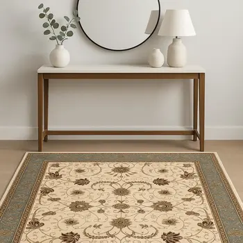 4' X 6' Blue And Ivory Oriental Area Rug