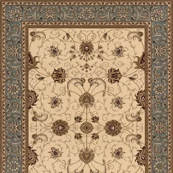7' X 9' Blue And Ivory Oriental Area Rug