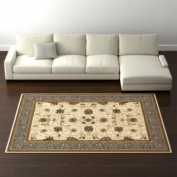 7' X 9' Blue And Ivory Oriental Area Rug