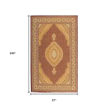 20' Red And Beige Oriental Runner Rug