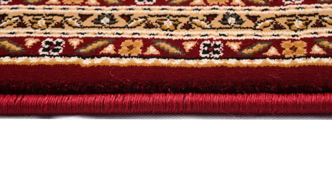 5' Red Round Oriental Power Loom Area Rug