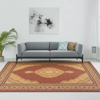 5' X 8' Red And Beige Oriental Area Rug