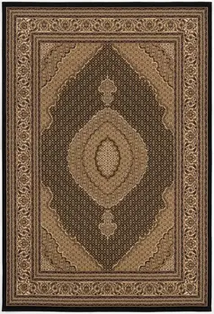 10' Beige And Black Medallion Runner Rug