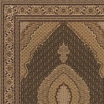10' Beige And Black Medallion Runner Rug