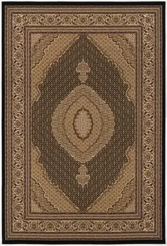 4' X 6' Beige and Black Medallion Power Loom Area Rug