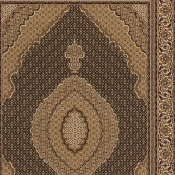 7' X 9' Beige and Black Medallion Power Loom Area Rug