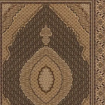 8' X 11' Beige and Black Medallion Power Loom Area Rug