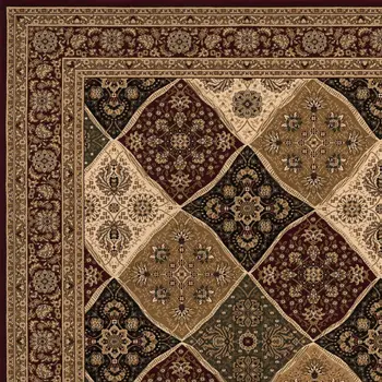 5' X 8' Red and Beige Oriental Power Loom Area Rug