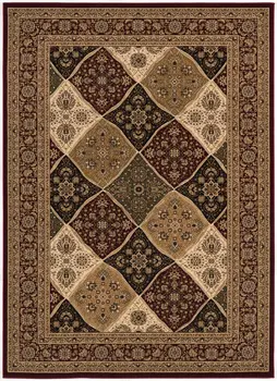 7' X 9' Red and Beige Oriental Power Loom Area Rug
