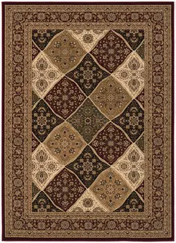 7' X 9' Red and Beige Oriental Power Loom Area Rug