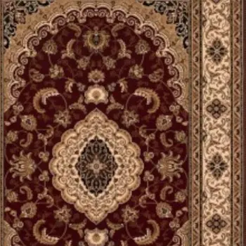 5' X 8' Red and Beige Floral Medallion Power Loom Area Rug